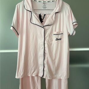 Born Light Pink Pajama Set with Black Trim